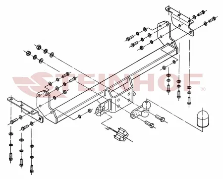 Фаркоп Steinhof для Nissan Navara 2005-2015, (трубчатый бампер) N-088 в 