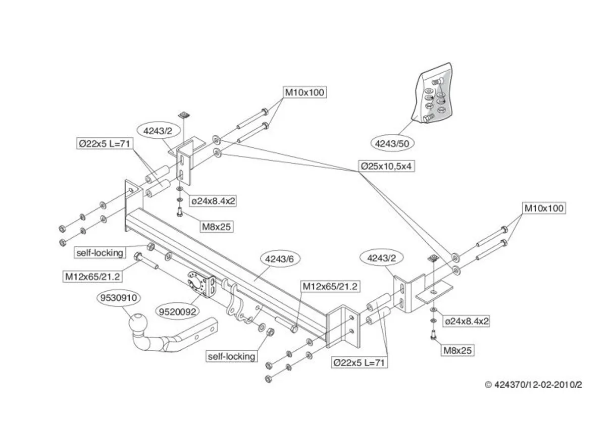 Фаркоп Brink для Opel Zafira 1999-2005 424300 в 