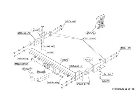 Фаркоп Brink для Opel Zafira 1999-2005 424300 в 