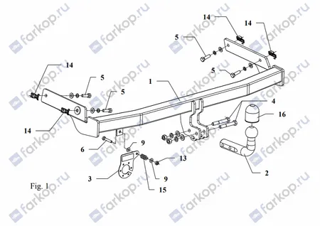 Фаркоп Auto-Hak для Peugeot 206 (3,5 дв) 1998-2003 F 14 в 