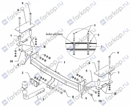 Фаркоп Auto-Hak для Opel Combo 1995-2001 E 20 в 