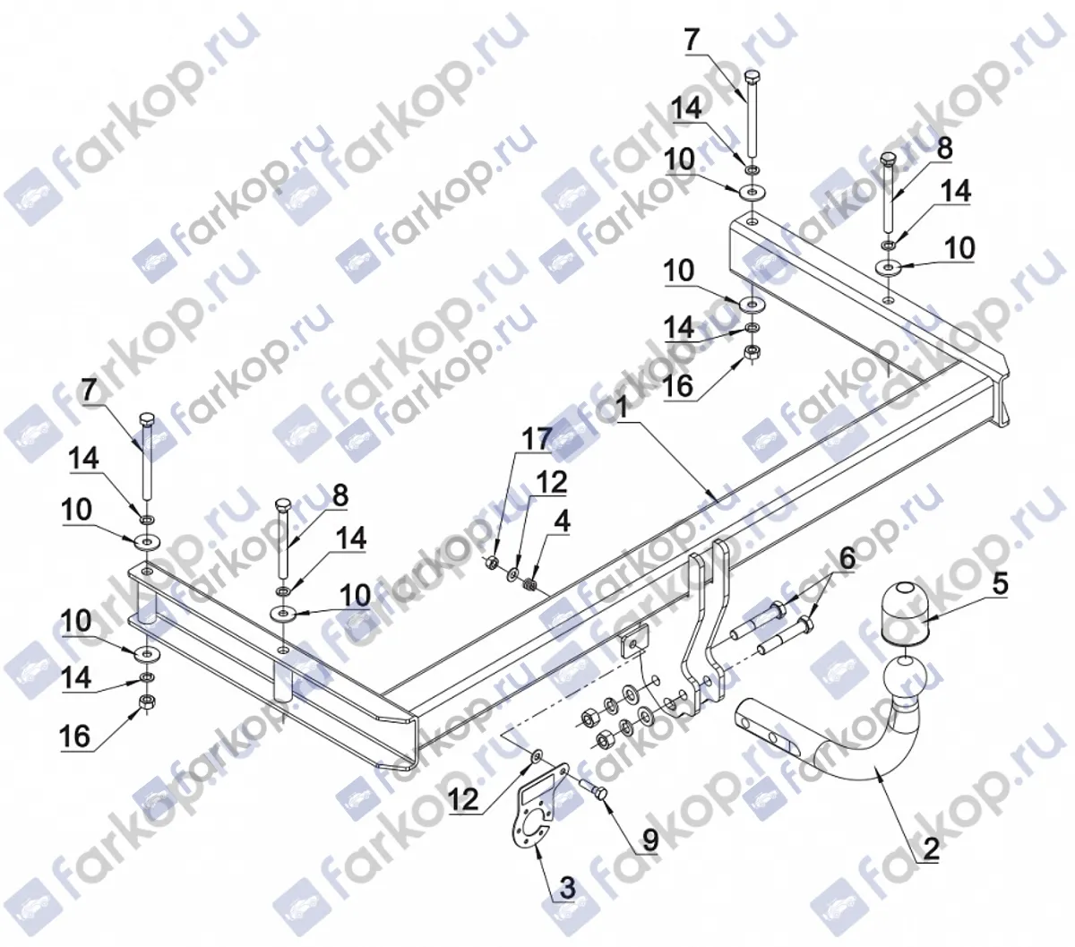 Фаркоп Auto-Hak для Skoda Superb 2002-2008 H 08 в 