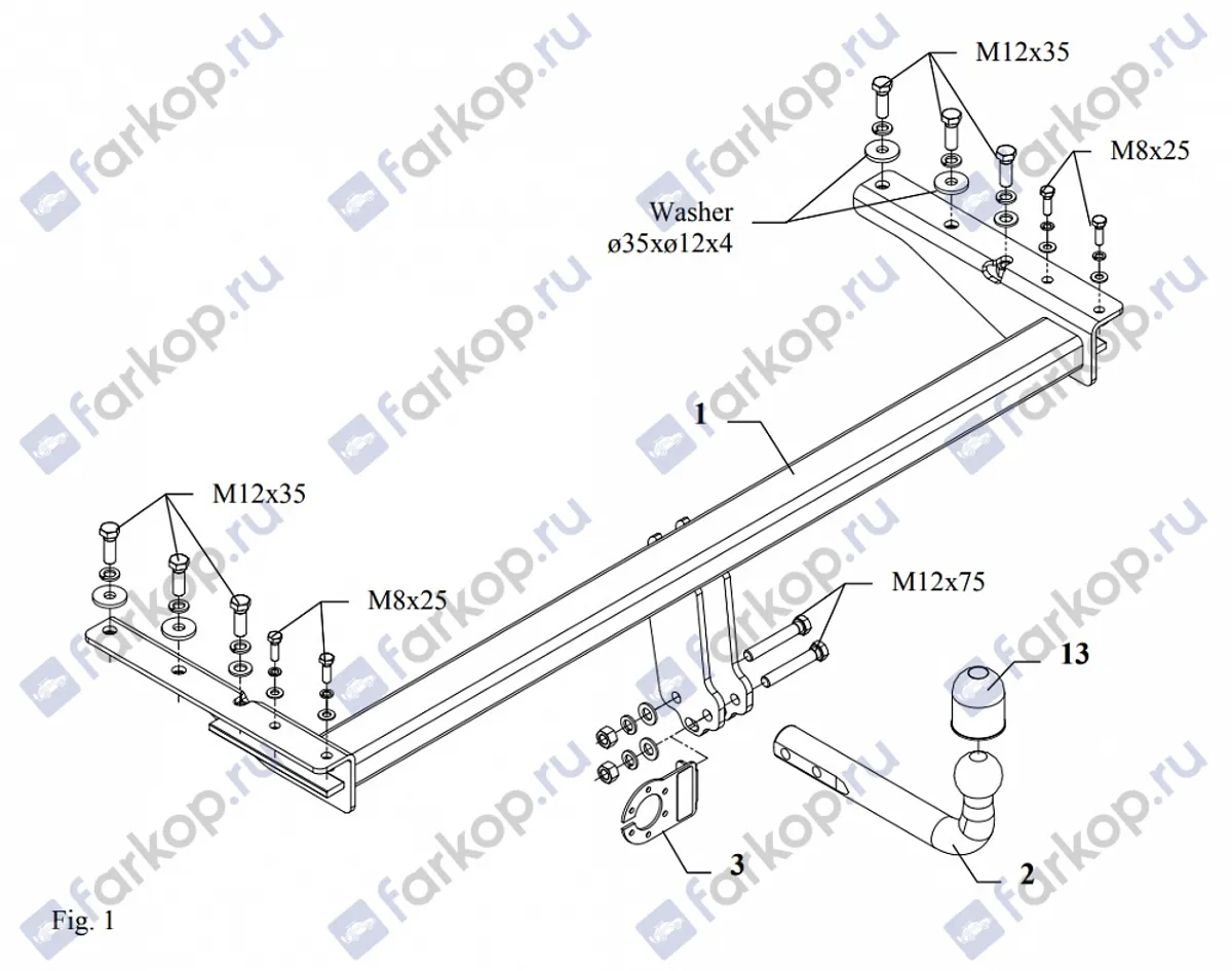 Фаркоп Auto-Hak для Subaru Legacy Outback 1998-2004 SU 43 в 