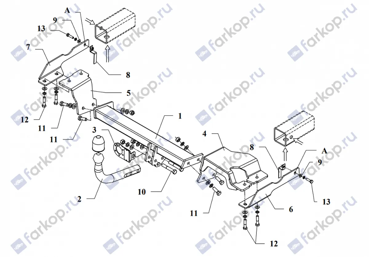 Фаркоп Auto-Hak для Toyota Yaris (япон) 1999-2001 0 24 в 