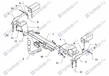 Фаркоп Auto-Hak для Toyota Yaris (япон) 1999-2001 0 24 в 