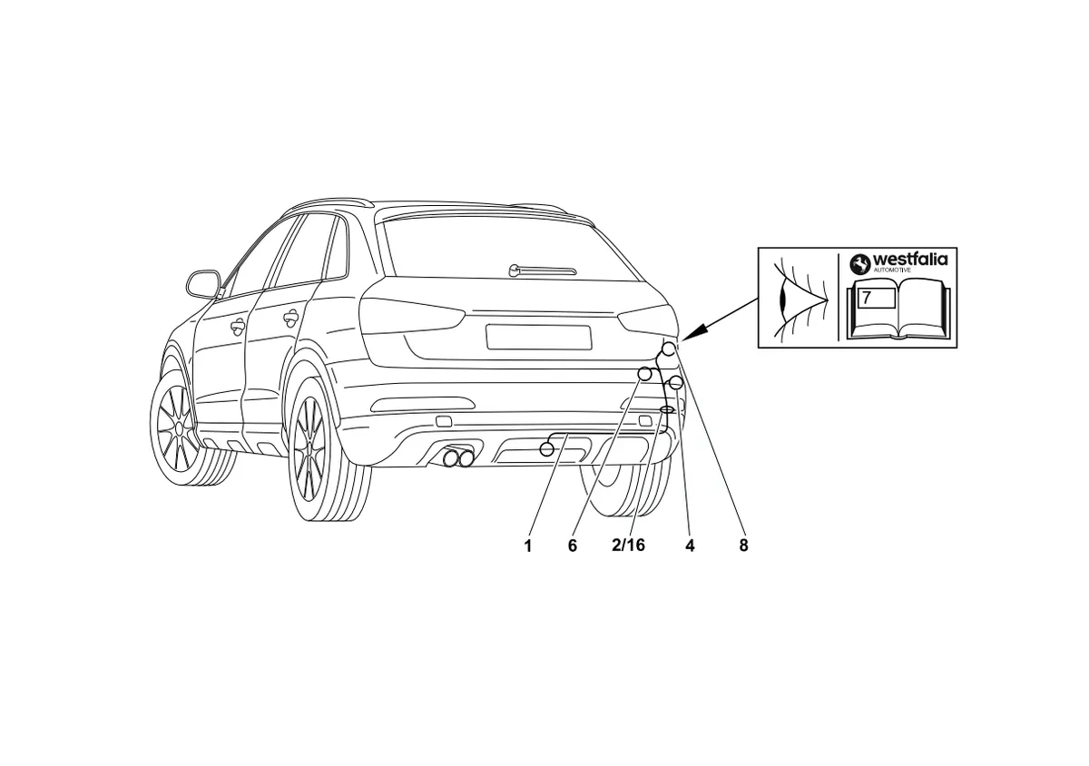 Электрика фаркопа Westfalia (7 pin) для Audi Q3 2011-2017 305410300107 в 