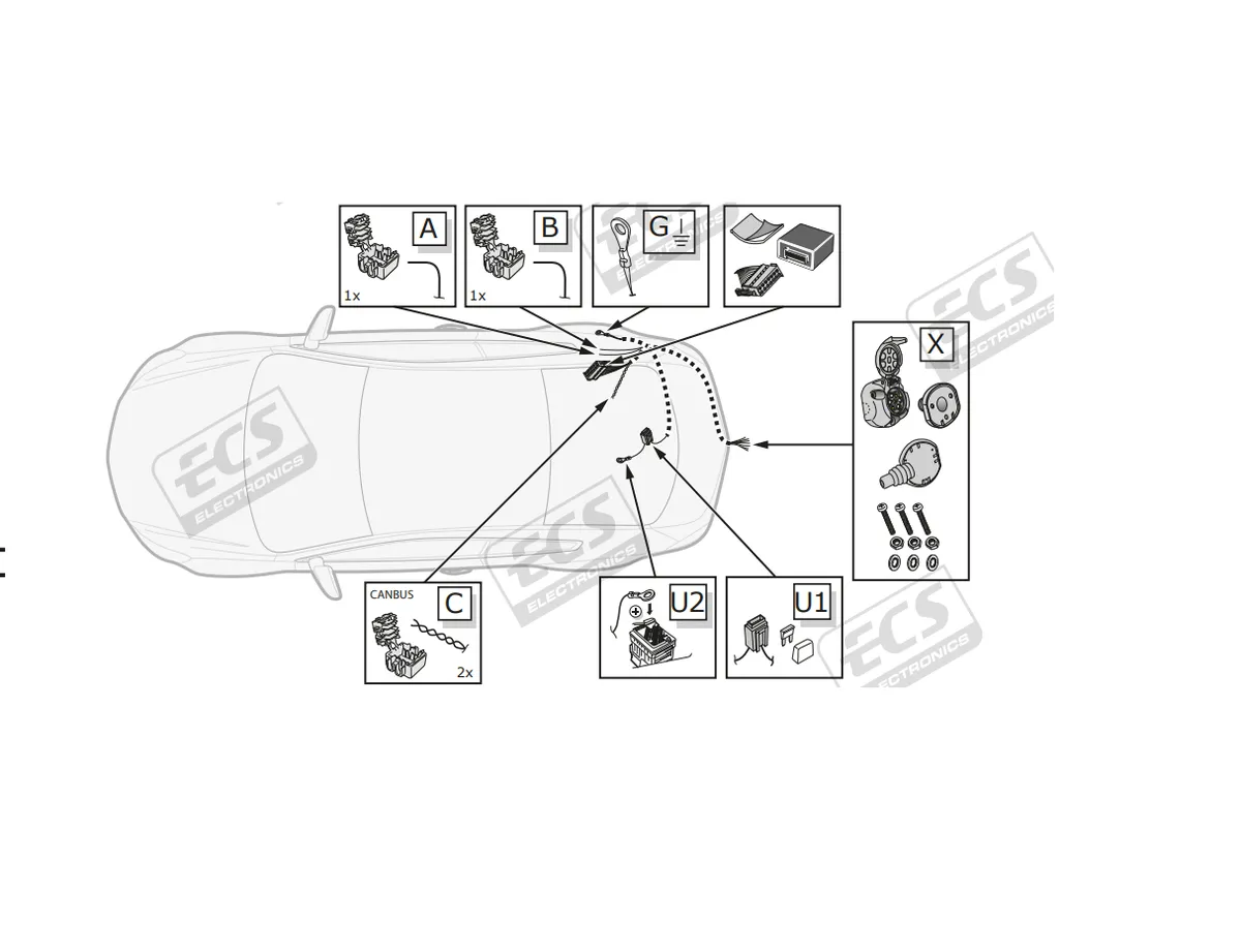 Электрика фаркопа ECS (7 pin) для BMW 1 серия 2014-2019 BW028B1 в 