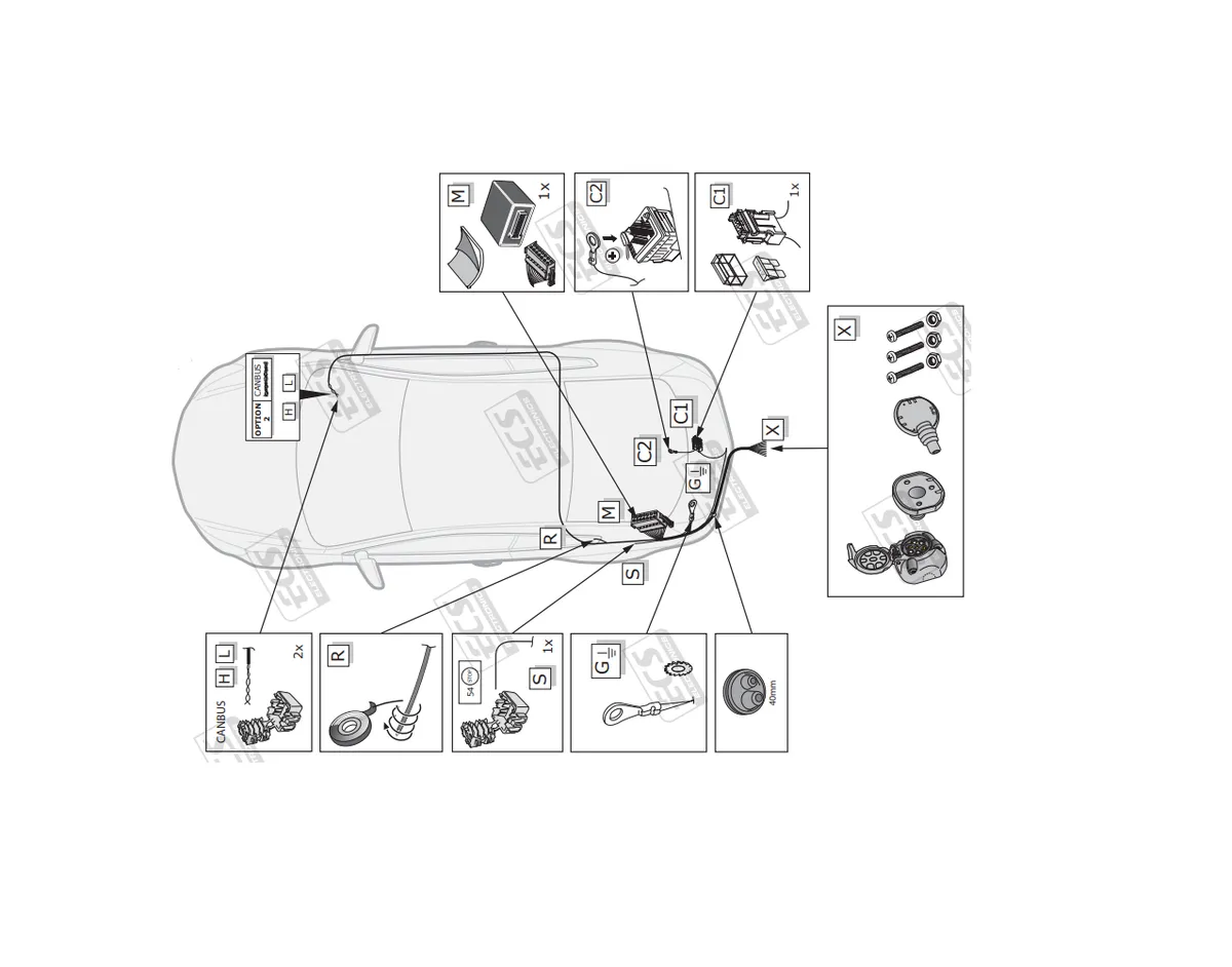 Электрика фаркопа ECS (7 pin) для BMW 1 серия 2011-2020 BW008B1 в 