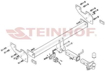Фаркоп Steinhof для Toyota Hilux 2016-, (двойная кабина, без силового бампера) T-153 в 