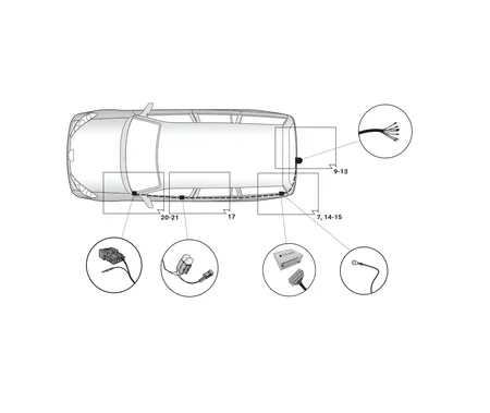 Электрика фаркопа Hak-System (7 pin) для Peugeot 5008 2017-, (без подготовки) 12500628 в 