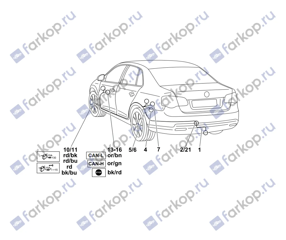 Электрика фаркопа Westfalia (13 pin) для Volkswagen Jetta 2005-2011 321600300113 в 