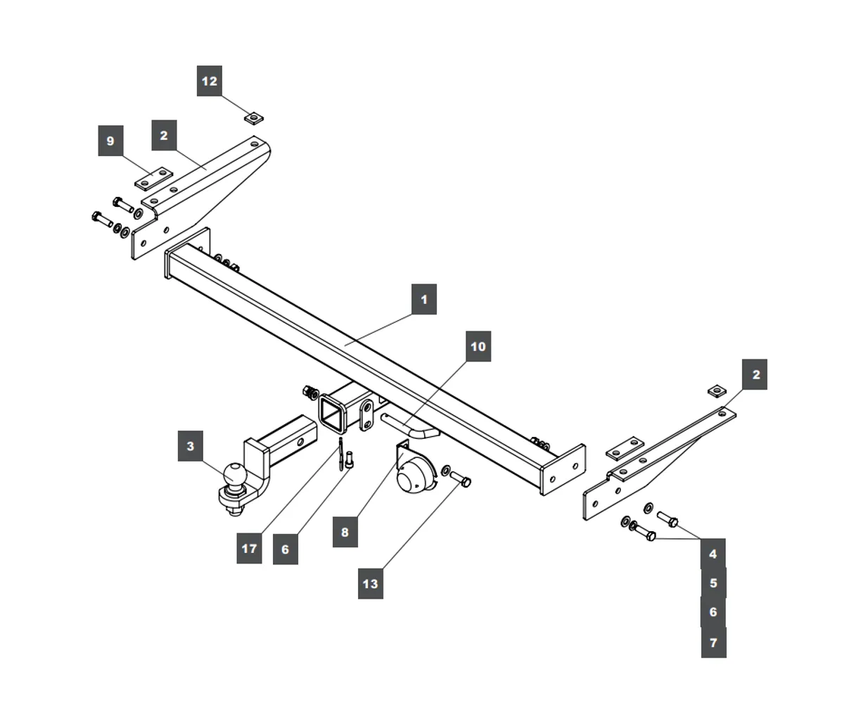 Фаркоп Baltex для Toyota Land Cruiser J80 1990-1997 Y11 в 