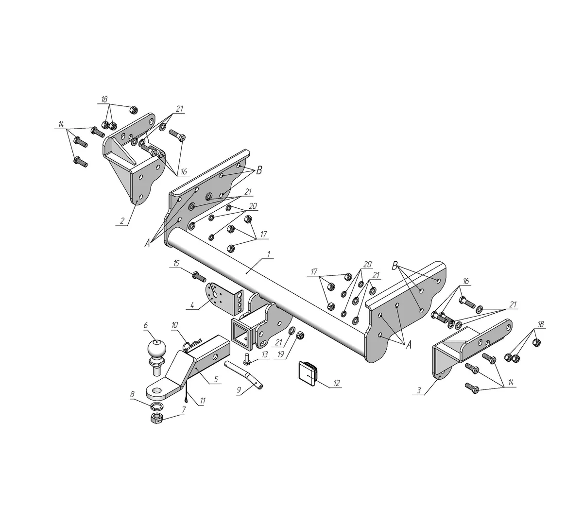 Фаркоп Лидер Плюс для Mitsubishi L200 2014-2016, (вкл.Long) M116-E в 