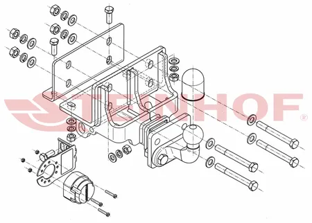 Фаркоп Steinhof для Toyota Hilux 2005-2010, (4WD двойная кабина, с силовым бампером) T-149 в 