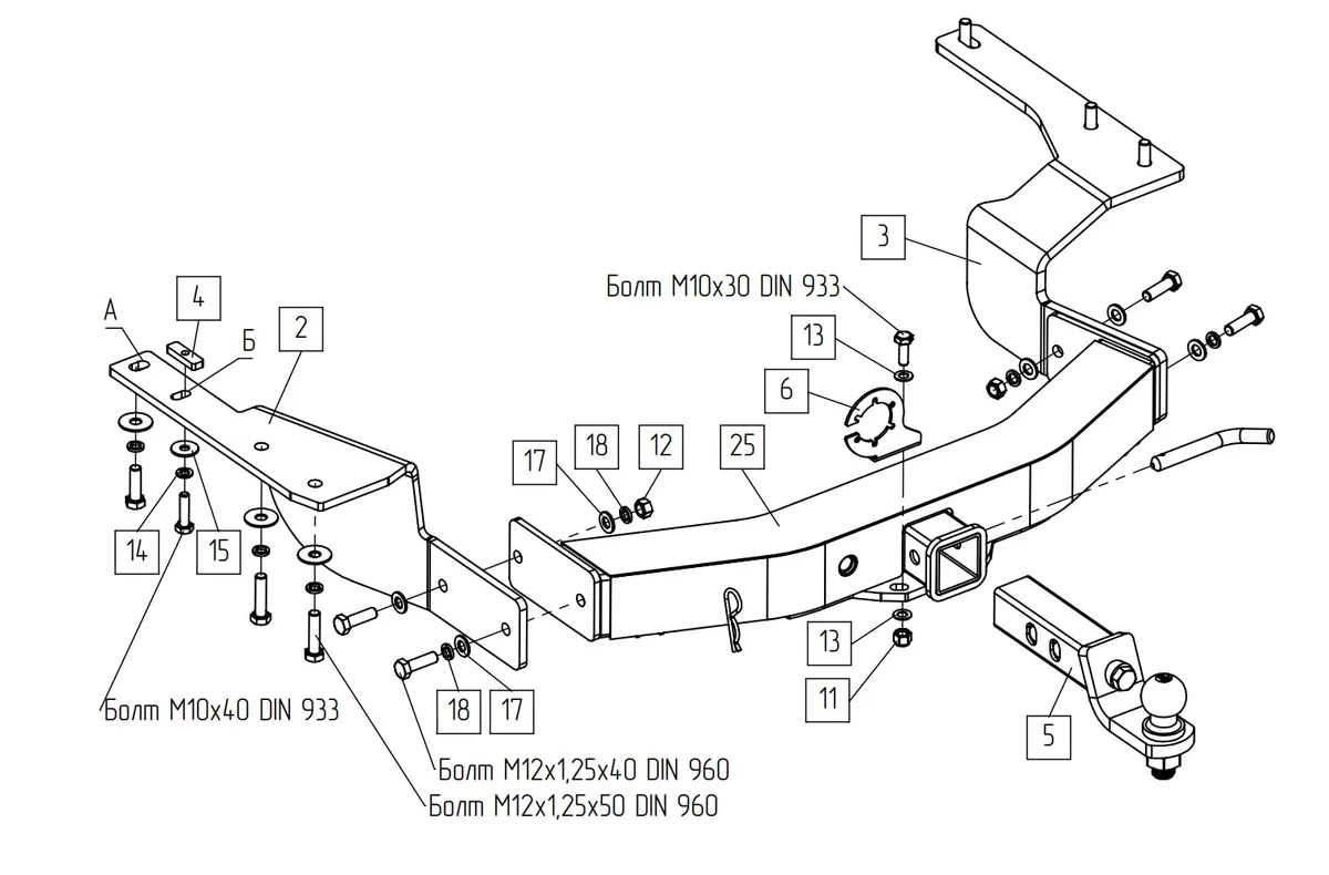 Фаркоп TowRus для Toyota Hidhlander 2019-2026 109180 в Нижний Новгород Фаркоп TowRus для Toyota Hidhlander 2019-2026 109180 в Нижний Новгород