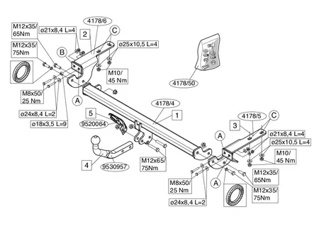 Фаркоп Brink для Citroen C4 (купе, хетчбек) 2004-2010 417800 в 