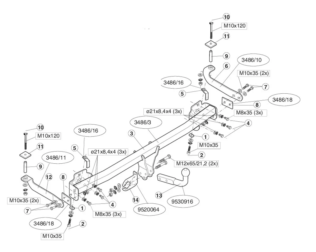 Фаркоп Brink для Fiat Doblo 2000-2015 348600 в 