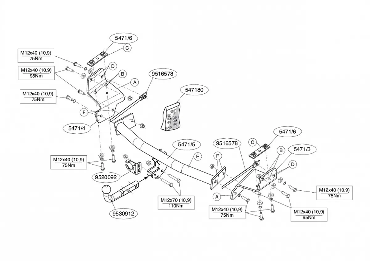 Фаркоп Brink для Fiat Freemont 2011-2016 547100 в 