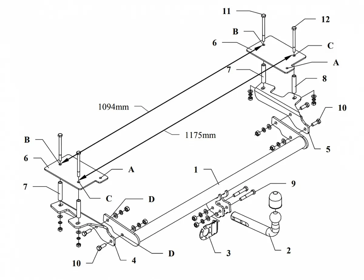 Фаркоп Auto-Hak для Fiat Palio (Weekend) 1998-2003 R 15 в 