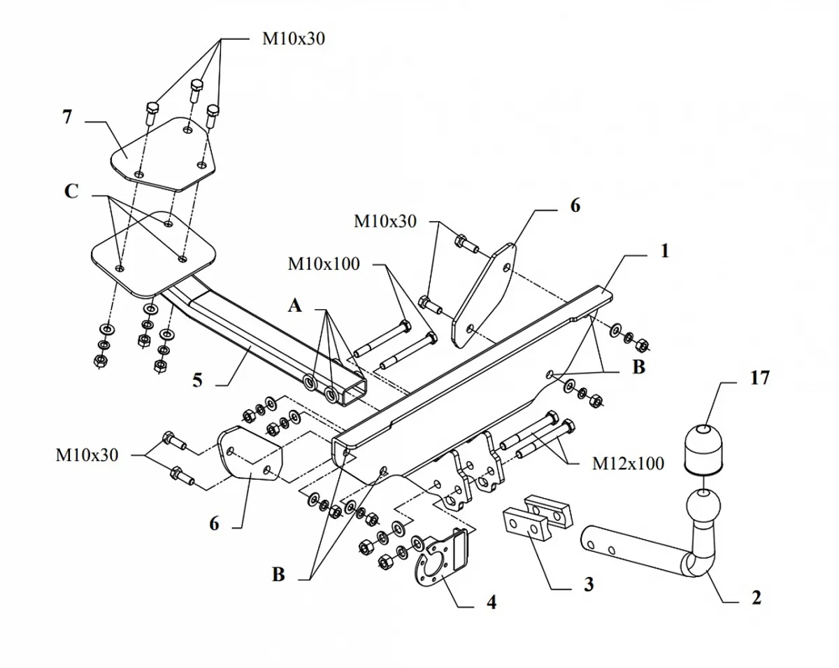 Фаркоп Auto-Hak для Fiat Punto 1993-1999 R 07 в 