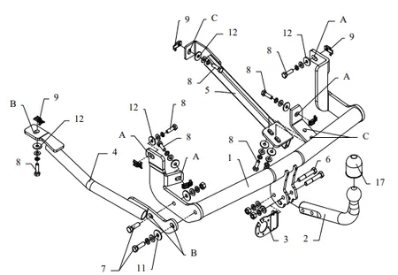 Фаркоп Auto-Hak для Fiat Scudo 1996-2007 R 17 в 