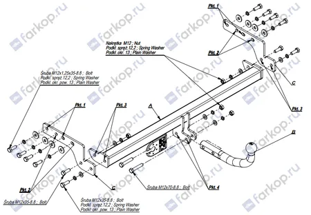 Фаркоп Imiola для Hyundai Accent (3,5 дв.хетчбек, седан,ТагАЗ) 1999-2012 J.009 в 