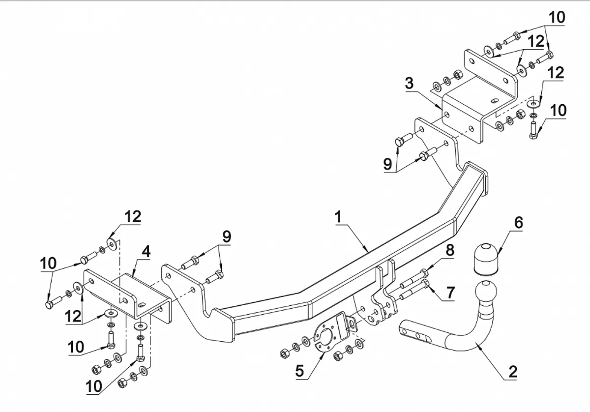 Фаркоп Auto-Hak для Hyundai i30 (3,5 дв) 2012-2017 J 65 в 