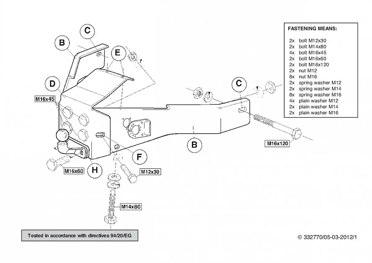 Фаркоп Brink для Land Rover Discovery 1999-2004 332700 в 