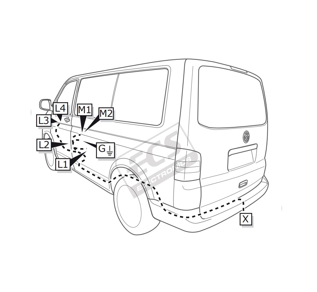 Электрика фаркопа ECS (7 pin) для Volkswagen Transporter T5 2009-2015 VW126B1 в 