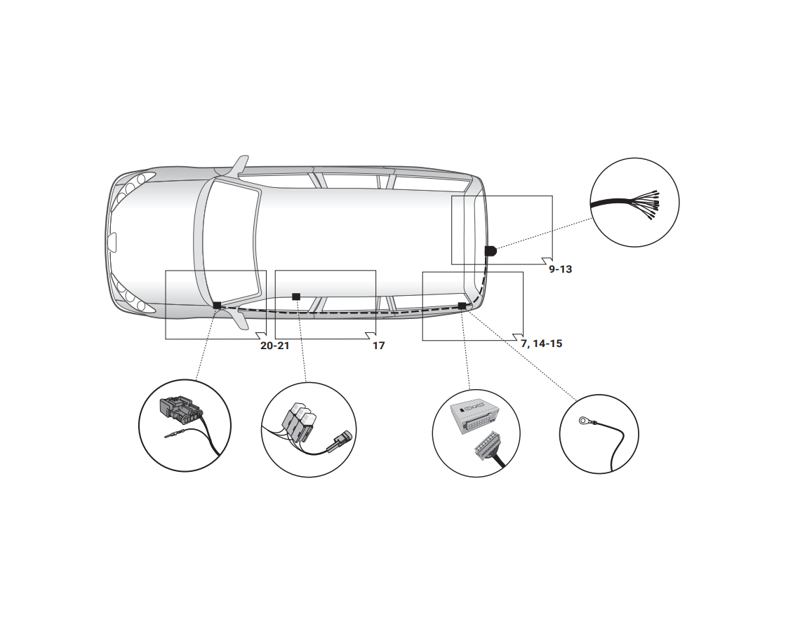 Электрика фаркопа Hak-System (13 pin) для Peugeot 5008 2017- 21500628 в 