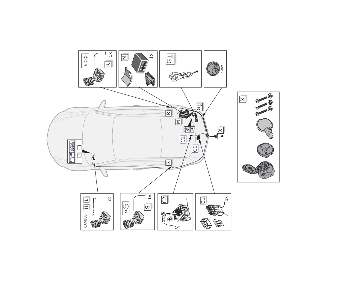 Электрика фаркопа ECS (13 pin) для BMW 7 серия 2008-2015 BW008D1 в 