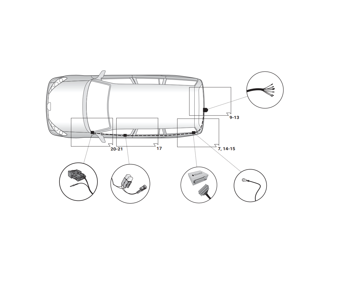 Электрика фаркопа Hak-System (7 pin) для Peugeot 3008 2016-, (без подготовки) 12500628 в 