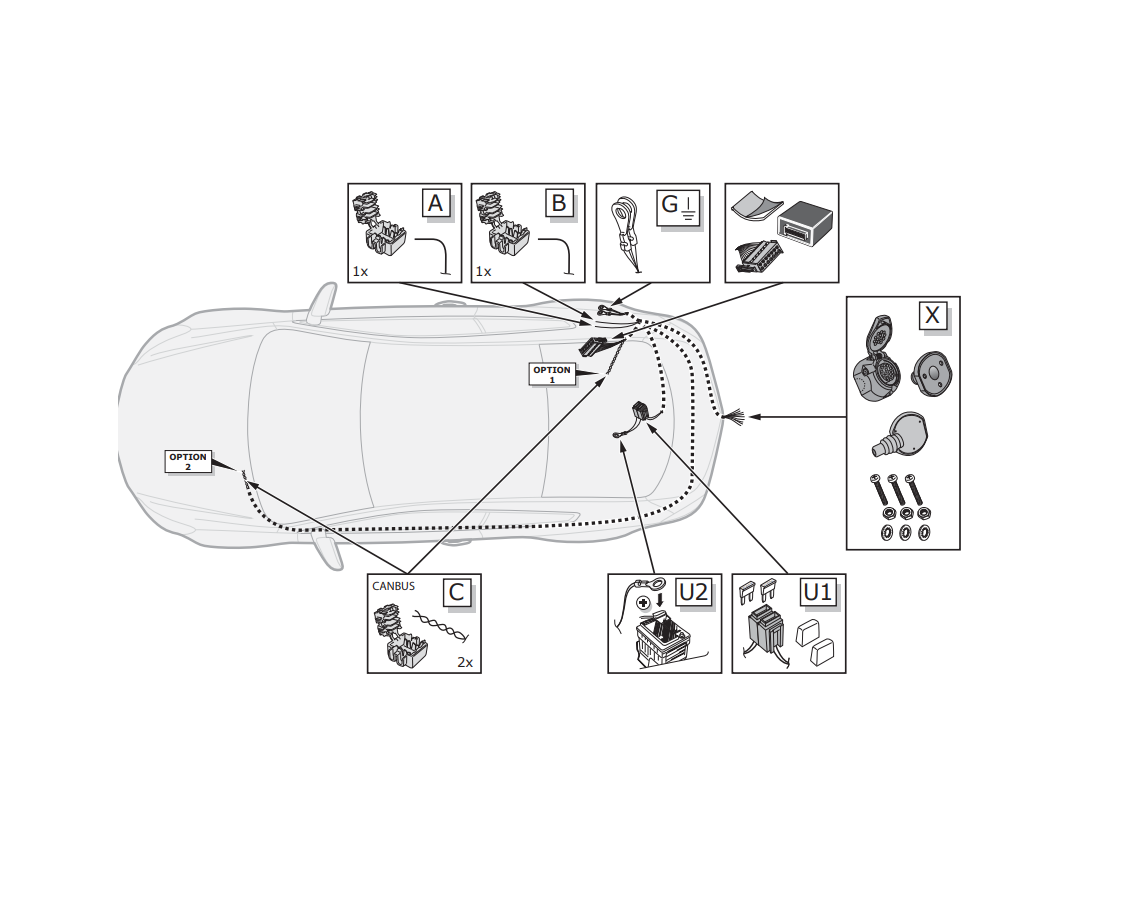 Электрика фаркопа ECS (13 pin) для BMW 5 серия 2014-2017 BW028D1 в 