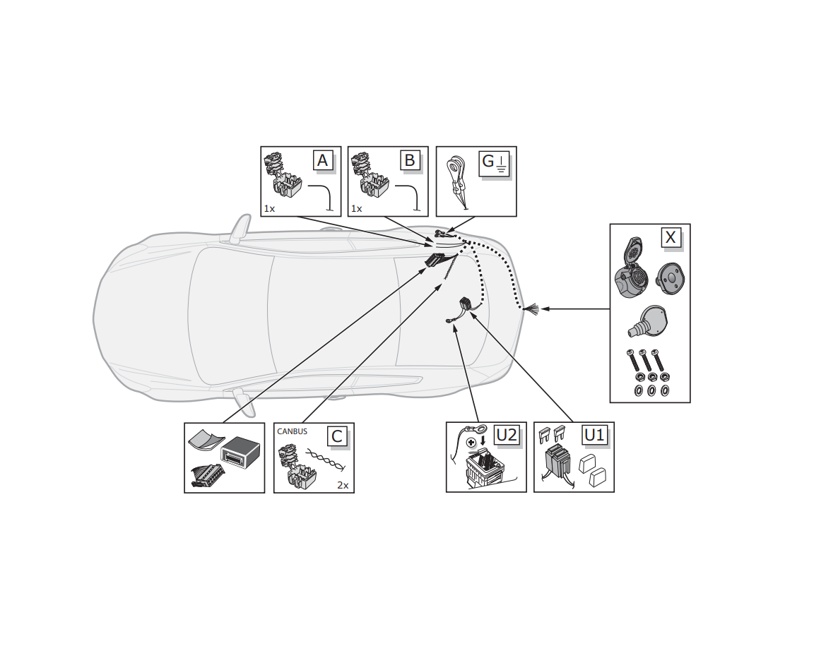 Электрика фаркопа ECS (13 pin) для BMW X3 (F25) 2014-2017 BW028D1 в 