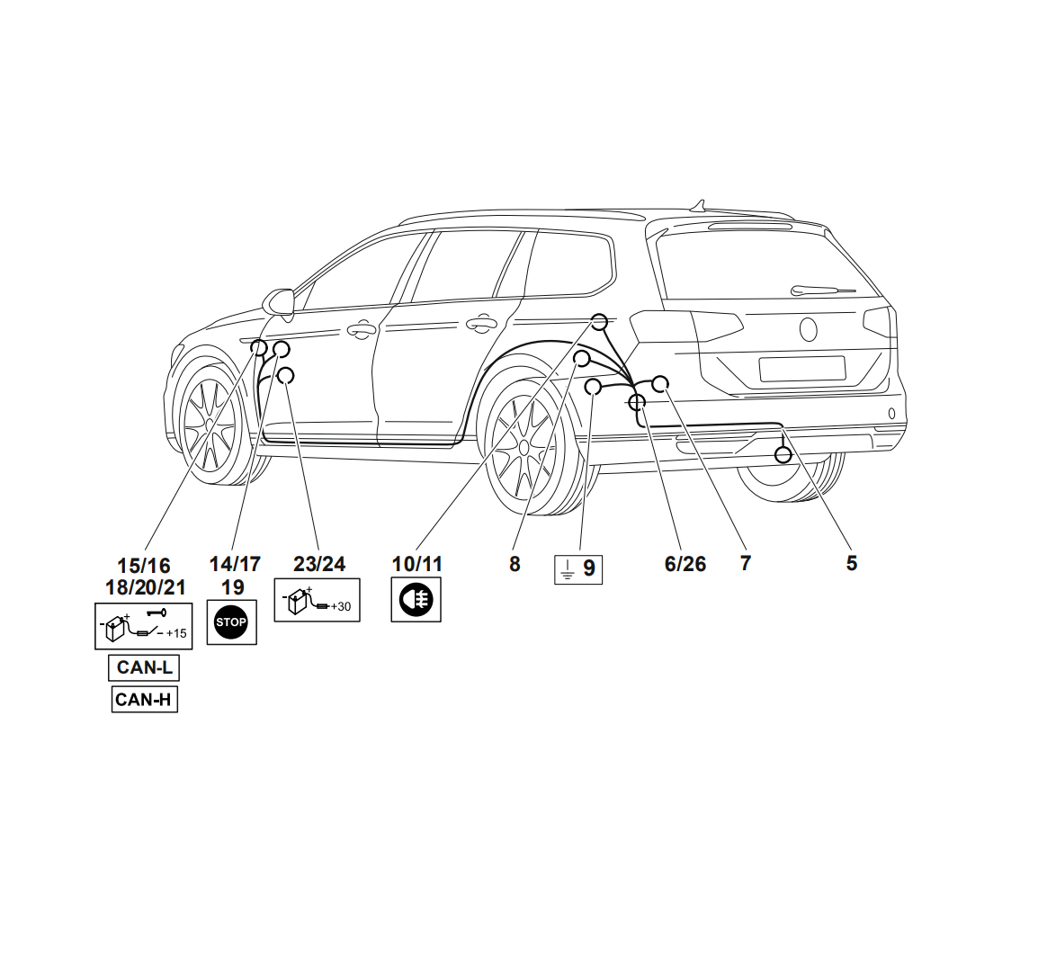 Электрика фаркопа Westfalia (13 pin) для Volkswagen Passat (седан/универсал) 11/2014- 321863300113 в 