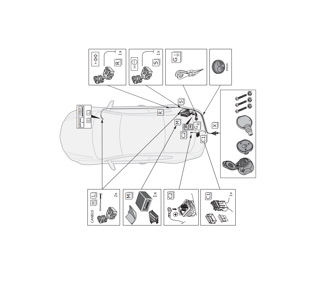 Электрика фаркопа ECS (13 pin) для BMW 3 серия GT (F34) 2013-2014 BW008D1 в 