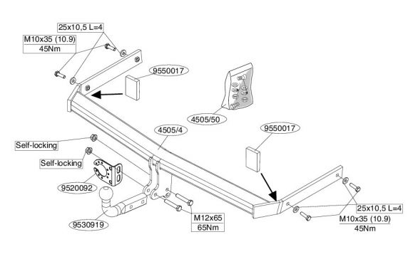 Фаркоп Brink для Volkswagen Passat 2005-2010 Арт. 450500 450500 в 