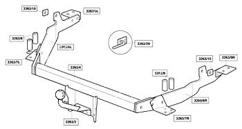 Фаркоп Brink для Hyundai H1 4WD 1997-2007 326300 в 