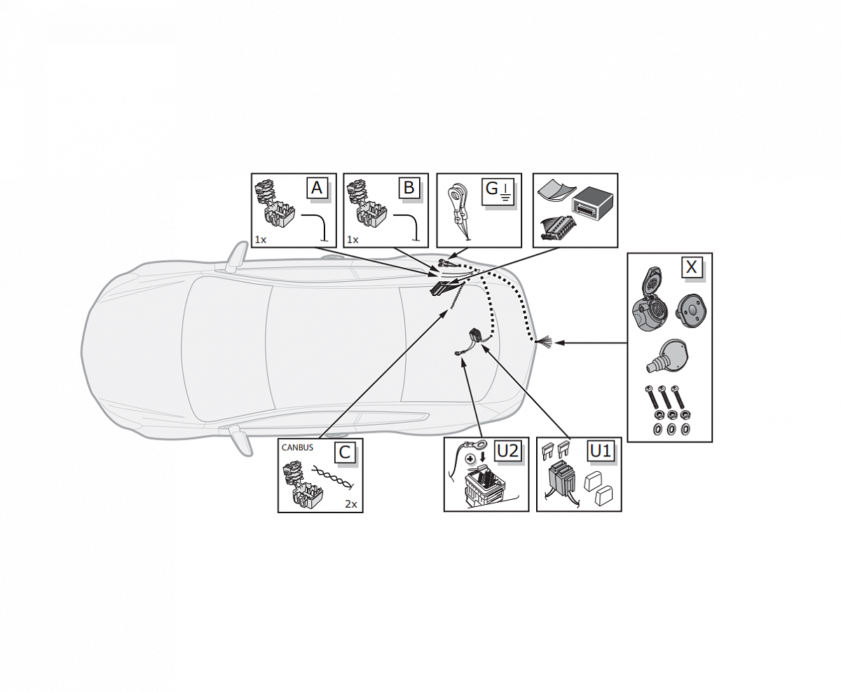 Электрика фаркопа ECS (13 pin) для BMW 1 серия (F20,F21) 2014-2019 BW028D1 в 