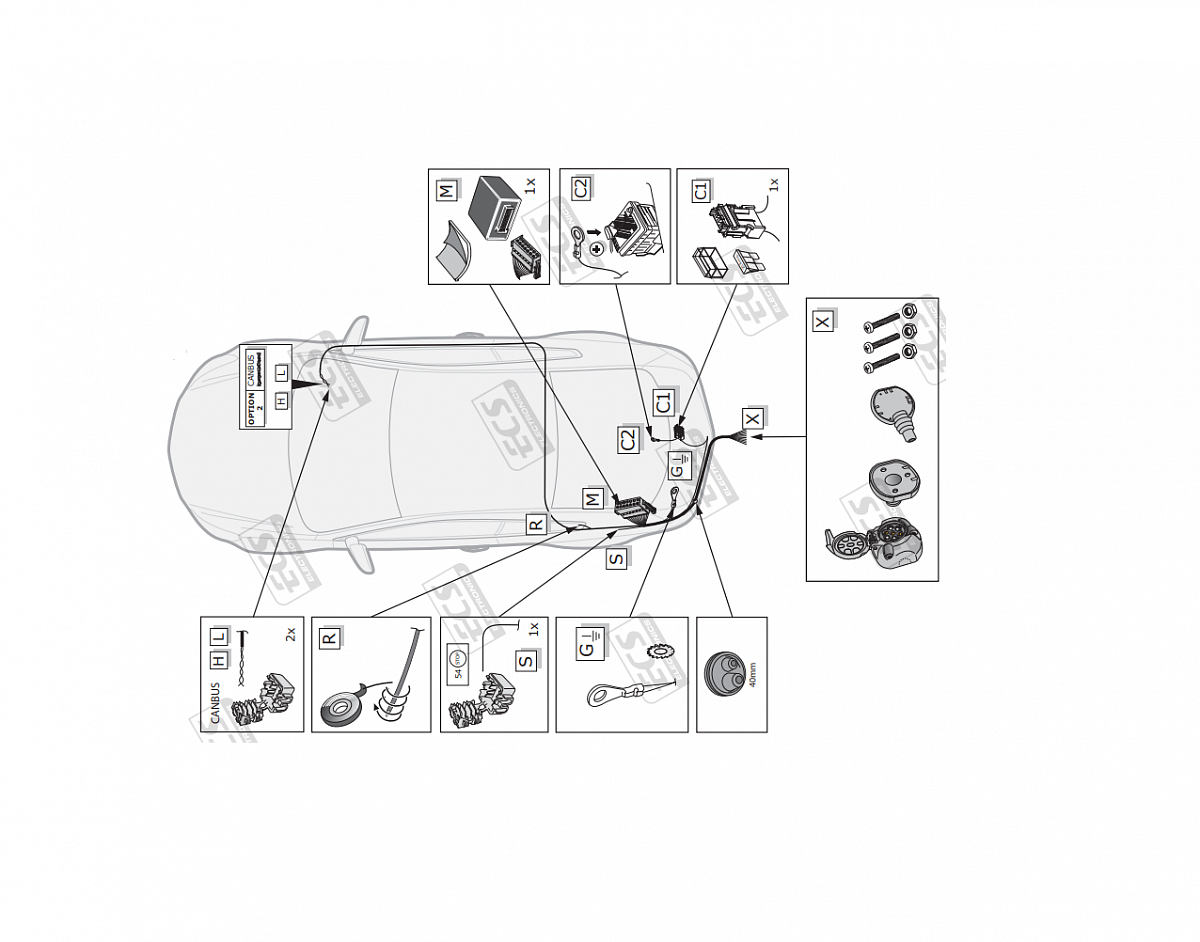 Электрика фаркопа ECS (7 pin) для BMW 1 серия 2011-2020 BW008B1 в 