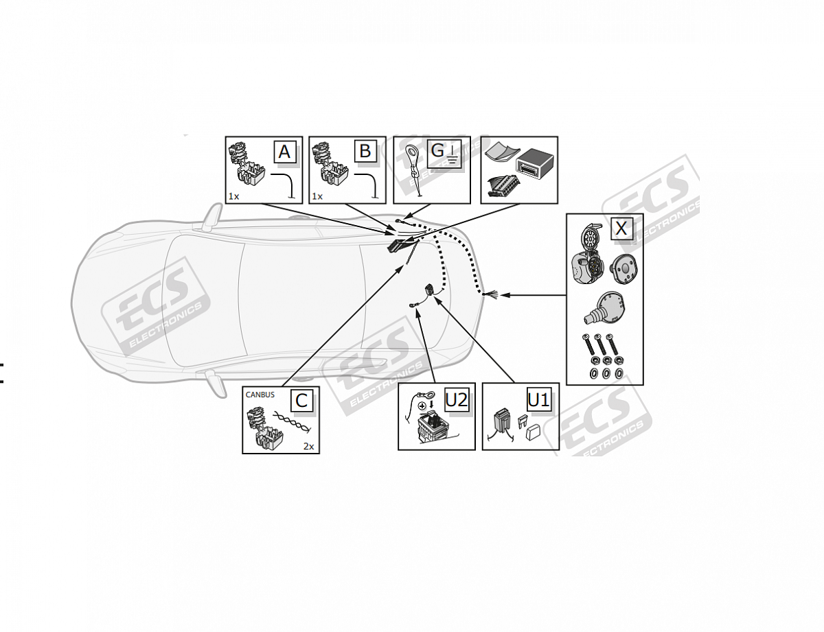 Электрика фаркопа ECS (7 pin) для BMW X6 2014-2019 BW028B1 в 