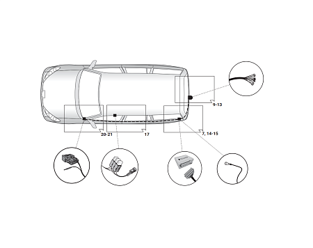 Электрика фаркопа Hak-System (13 pin) для Opel Grandland X 2017- 21500628 в 