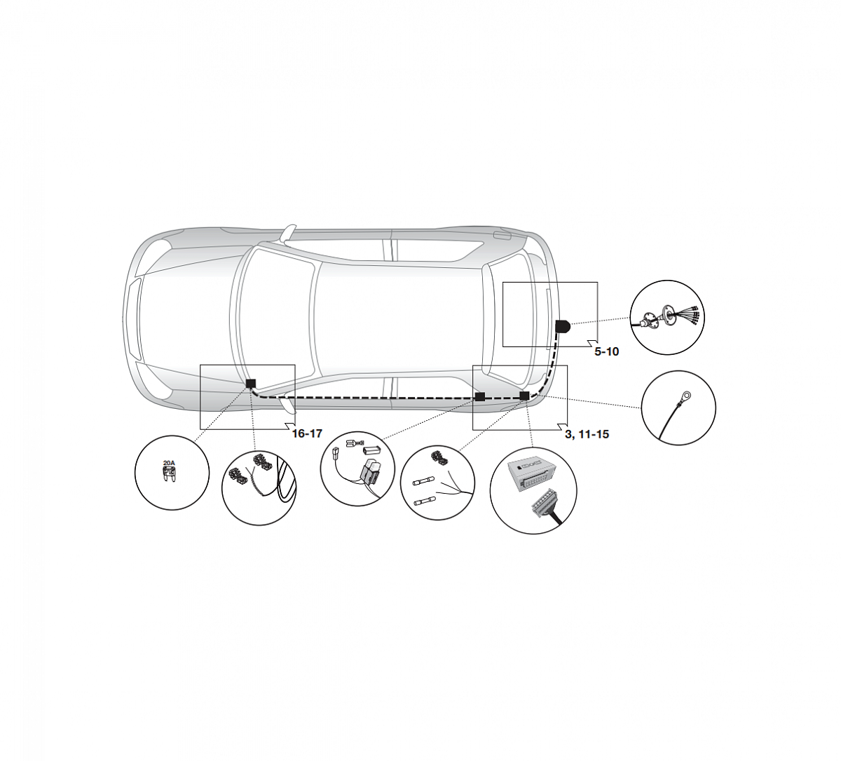 Электрика фаркопа Hak-System (7 pin) для Renault Duster II 2018-, (в РФ с 2021 г.в.) 12620520 в 