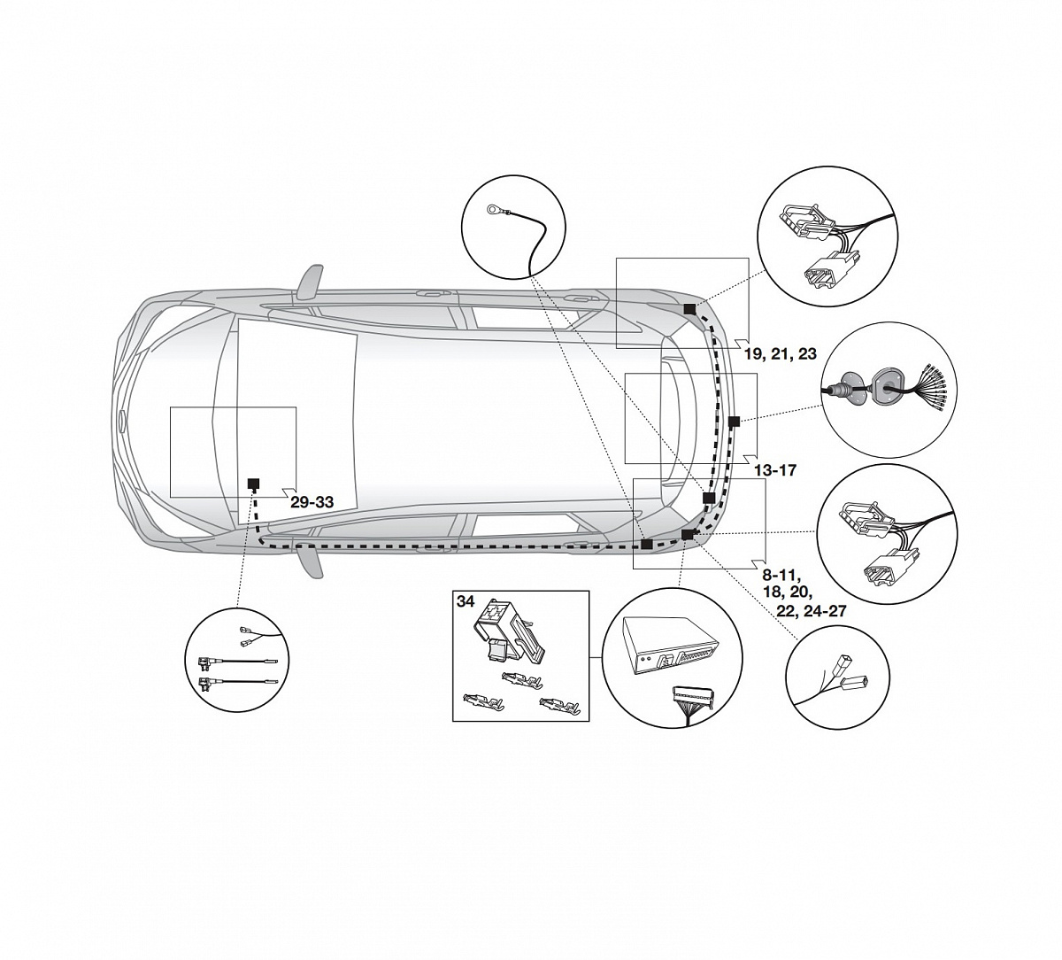 Электрика фаркопа Hak-System (13 pin) для Toyota Corolla 2019- 21250538 в 