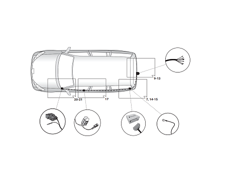 Электрика фаркопа Hak-System (7 pin) для Peugeot 5008 2017-, (без подготовки) 12500628 в 