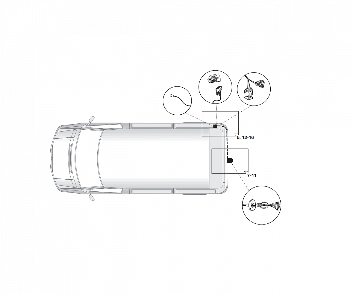 Электрика фаркопа Brink (7 pin) для Mercedes V-class 2014-, (для автомобилей с подготовкой) 727633 в 