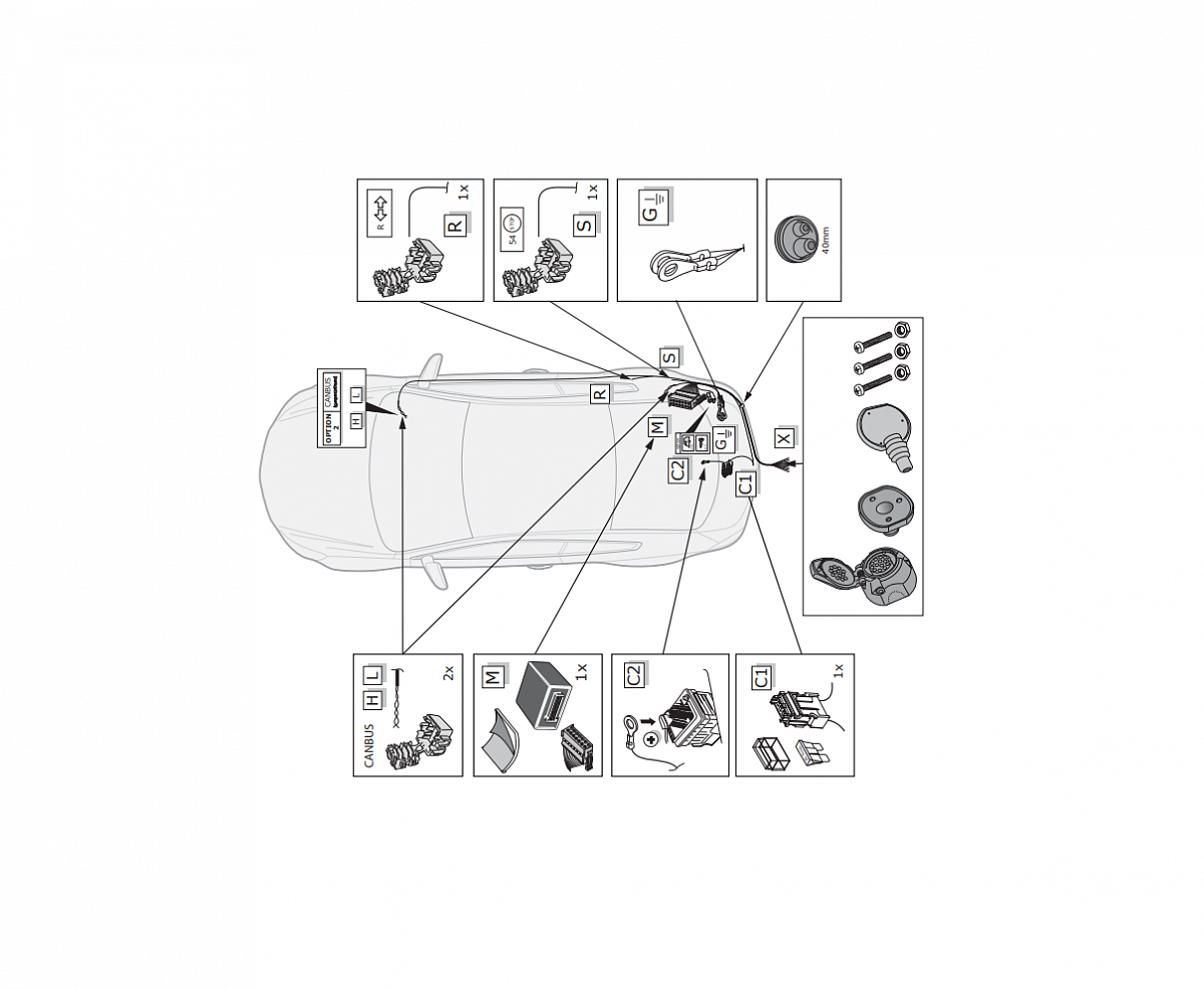 Электрика фаркопа ECS (13 pin) для BMW 3 серия (F30,F31) 2012-2014 BW008D1 в 