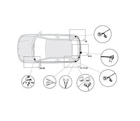 Электрика фаркопа Hak-System (13 pin) для Fiat Punto Evo 2009-2011 26050515 в 