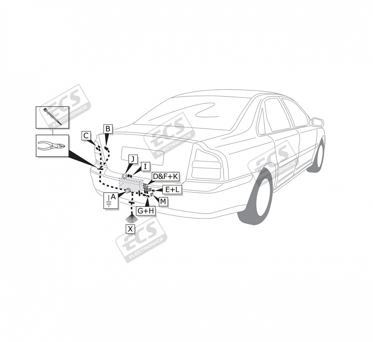 Электрика фаркопа ECS (7 pin) для Volvo V70 2004-2007 VL010BL в 