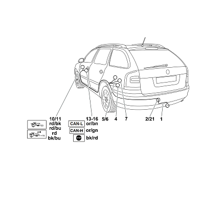 Электрика фаркопа Westfalia (7 pin) для Skoda Octavia (седан/универсал) 2005-2013 321600300107 в 